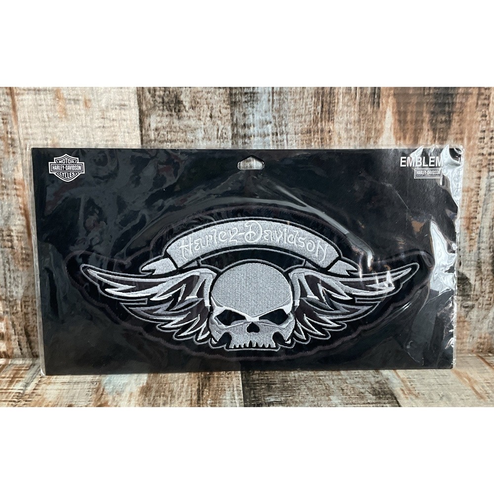Large Harley-Davidson Emblem Skull w/ Wings Logo Sew-On Patch NEW